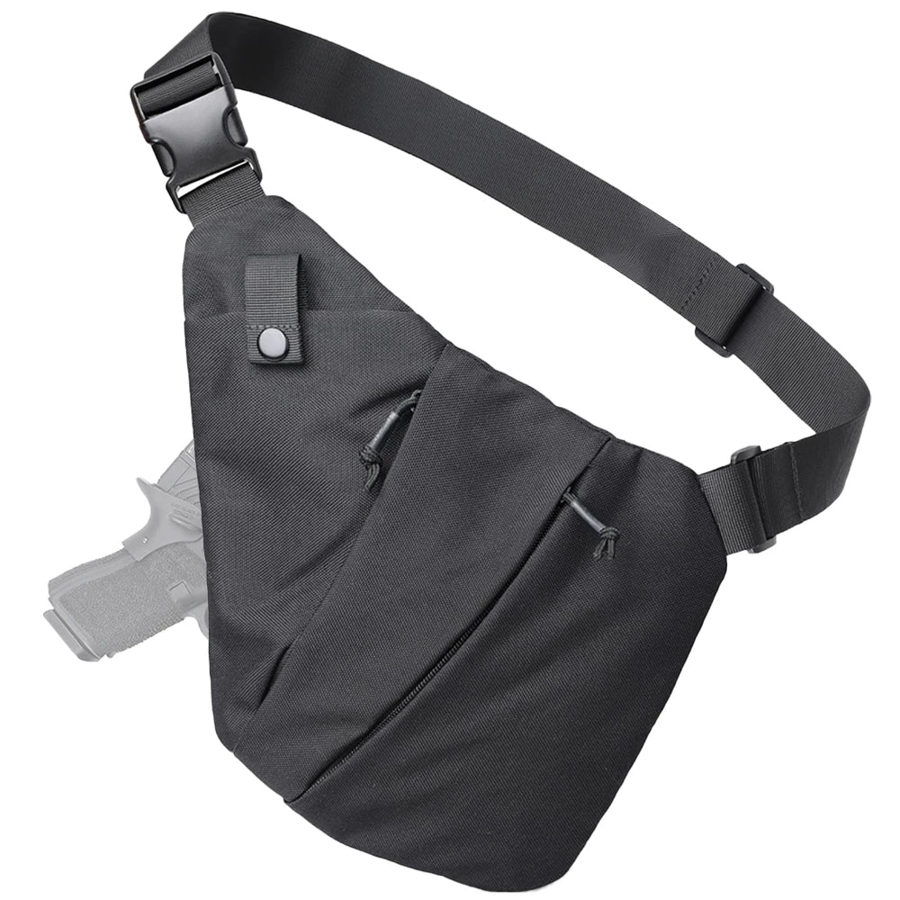 Tactical Concealed Carry Gun Bag - Right-Hand Draw Pistol Holster with Anti-Theft Design Lightweight Crossbody Chest Bag