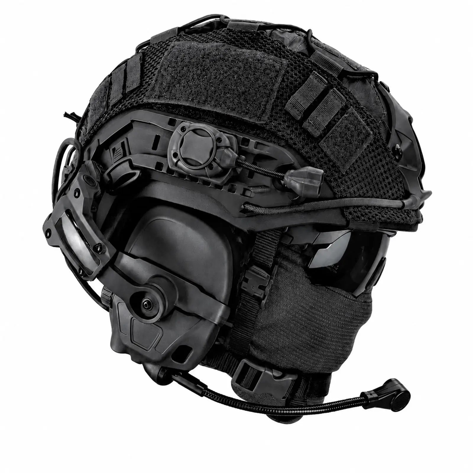 Tactical Airsoft Helmet Set with Dummy NVG Model & Communication Headset, Paintball Combat Protective Gear for Cosplay Movie Pro