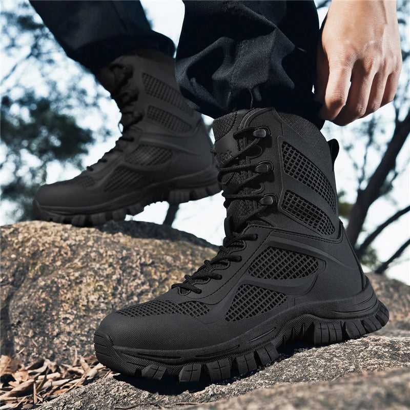 Men's Hiking Boots Leather Waterproof Climbing Trekking Sneakers Anti -slip Outdoor Field Combat Training Sneakers Hunting Shoes