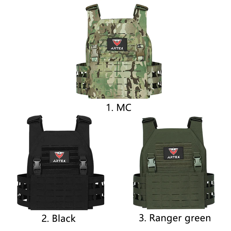 Artex Multifunctional Tactical Vest, Lightweight Laser Cut MOLLE Waterproof Wear-resistant Outdoor Wargame Training Vest