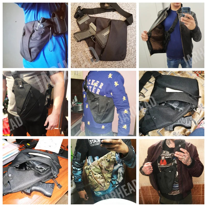 Multifunctional Concealed Tactical Storage Gun Bag Holster Men's Left Right Nylon Shoulder Bag Anti-theft Bag Chest Bag Hunting