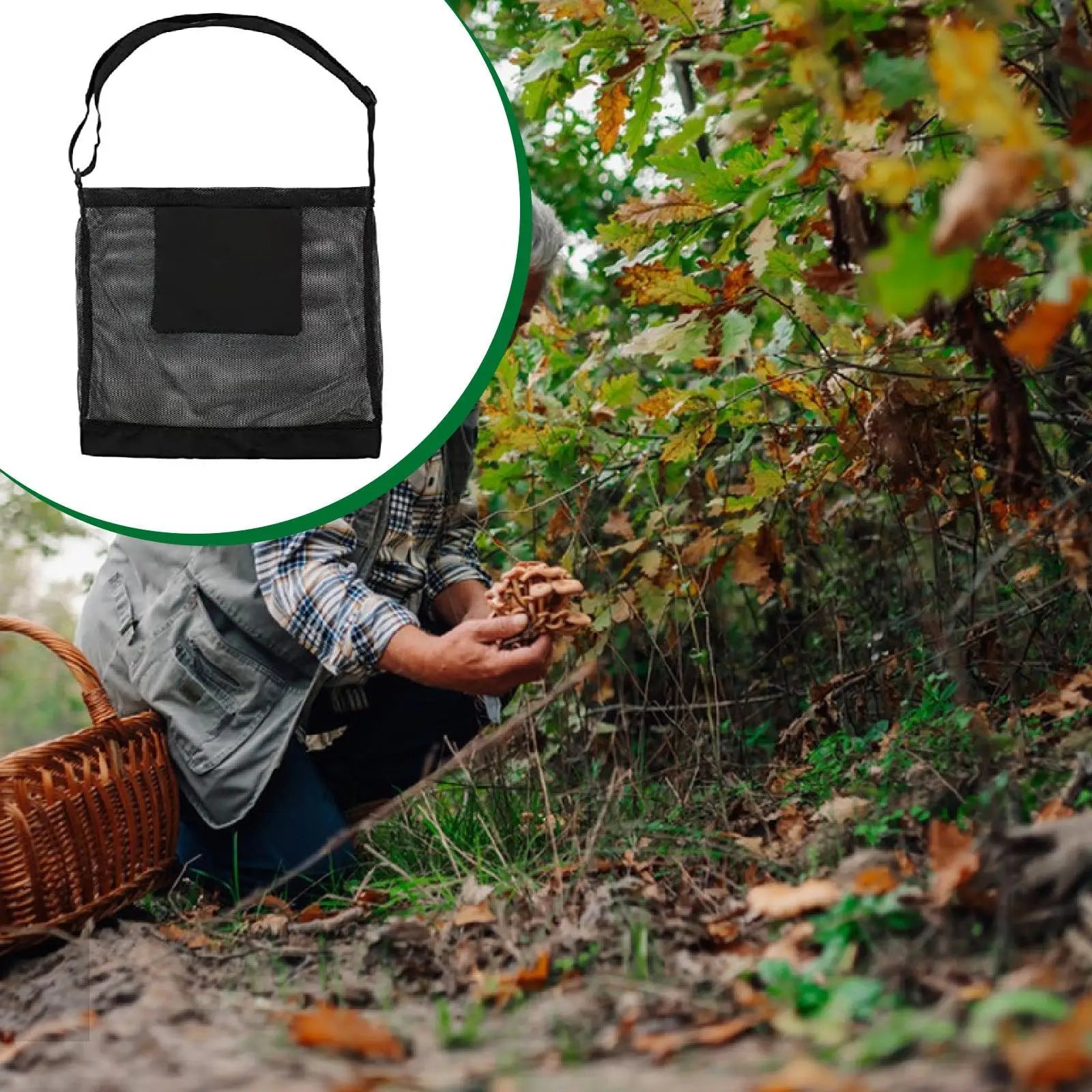 Mushroom Hunting Bag Adjustable Mesh Foraging Pouch Outdoor Harvesting Backpack Hiking Camping Tool for Gardening Enthusiasts