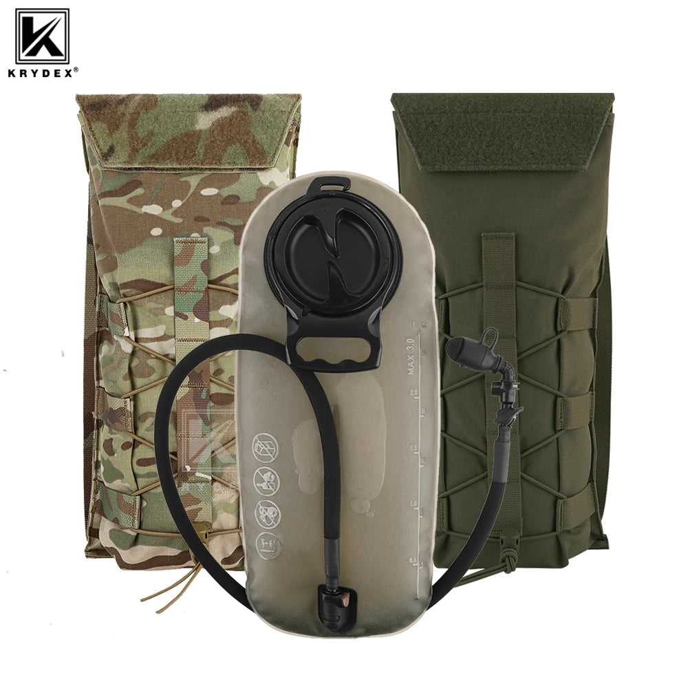 KRYDEX Tactical 3L Hydration Molle Pack 100oz Water Bladder Pouch Bag Hiking Outdoor Camping Accessories For Plater Carrier Vest