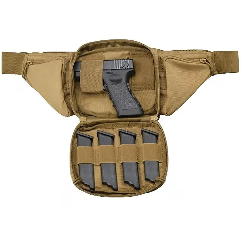 Outdoor MOLLE Fanny Pack, Gun Holster for Multiple Models, Compact & Secure Fit for Utility Accessories