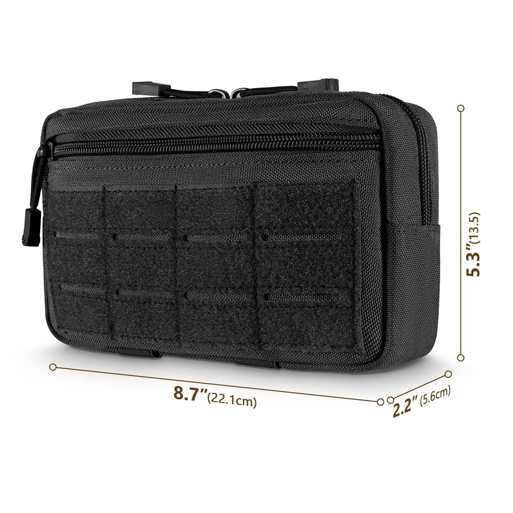 Tactical Molle Admin Pouch Utility Laser Cut EDC Tool Pouch Bag Horizontal Modular Pouches Include US Flag Patch and Keychain