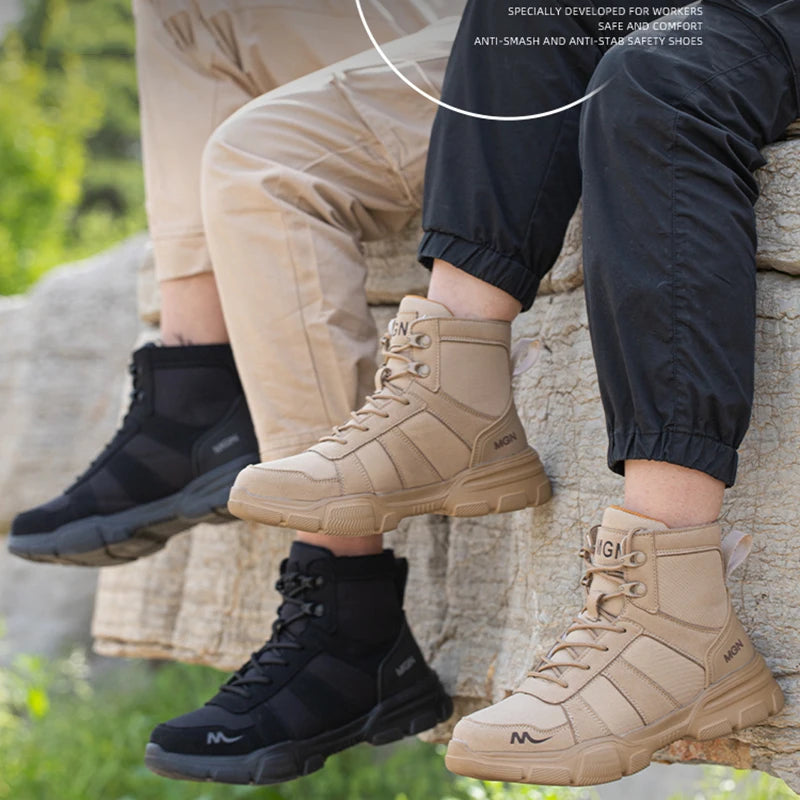 Camouflage Safety Shoes Men and Women Work Indestructible Shoes Climbing Steel Toe Protective Boots Anti-puncture  Safety Boots