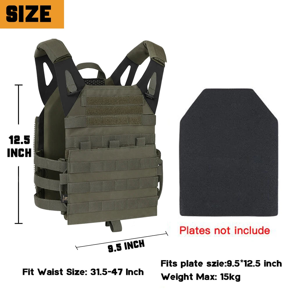 KRYDEX Tactical 500D JPC2.0 Vest Jumpable Body Armor Plate Carrier With Detachable Front Molle Panel For Airsoft Hunting Outdoor