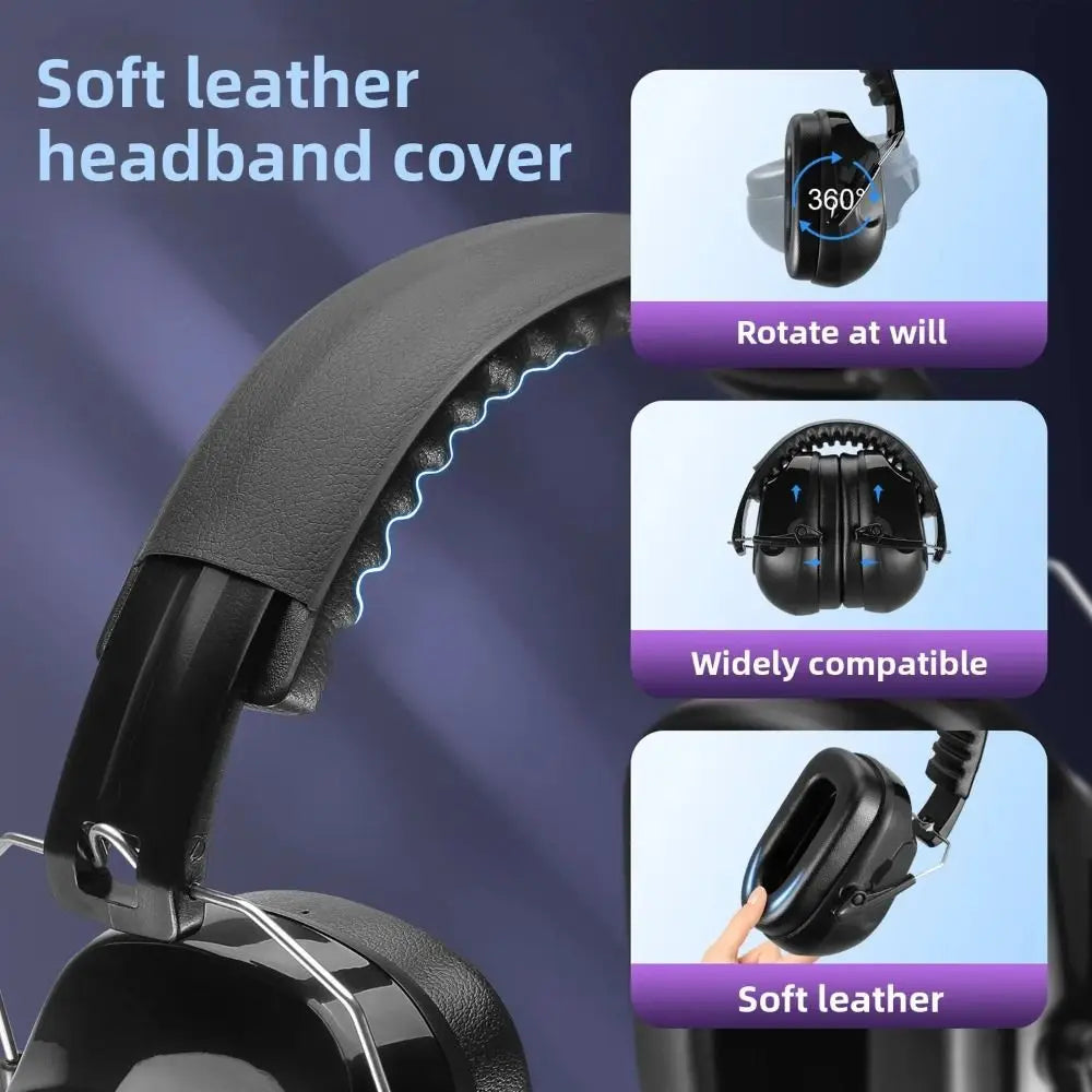 Heavy Duty ABS Soundproof Earmuffs Foldable Adjustable Noise Reduction Earmuffs Safety Comfortable Protective Headphones Study