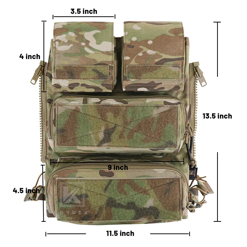 KRYDEX Tactical Modular Pouch Bag Zip On Molle Back Panel Backpack W/ Mag Pouch for Plate Carrier AVS JPC2.0 CPC Vest