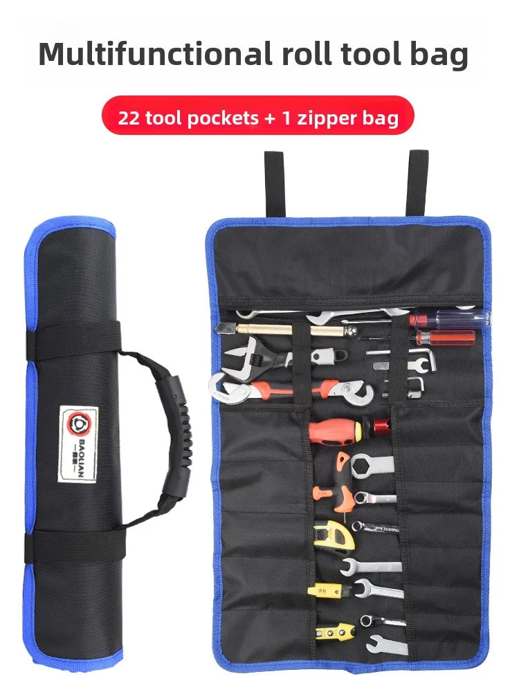 Oxford Canvas Folding Wrench Roll Storage Kit Portable Anti Splash Tool Organizer Bag Foldable Wrench Hammer Electrician Bag