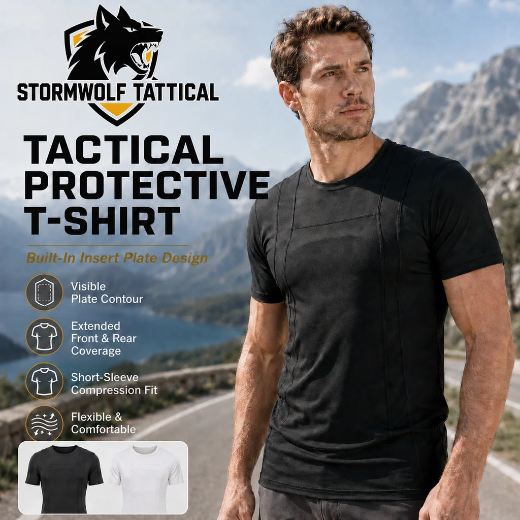 Concealed Carry Tactical T Shirt Short Sleeve Compression Fit Plate Insert Pocket Training Protective Undershirt