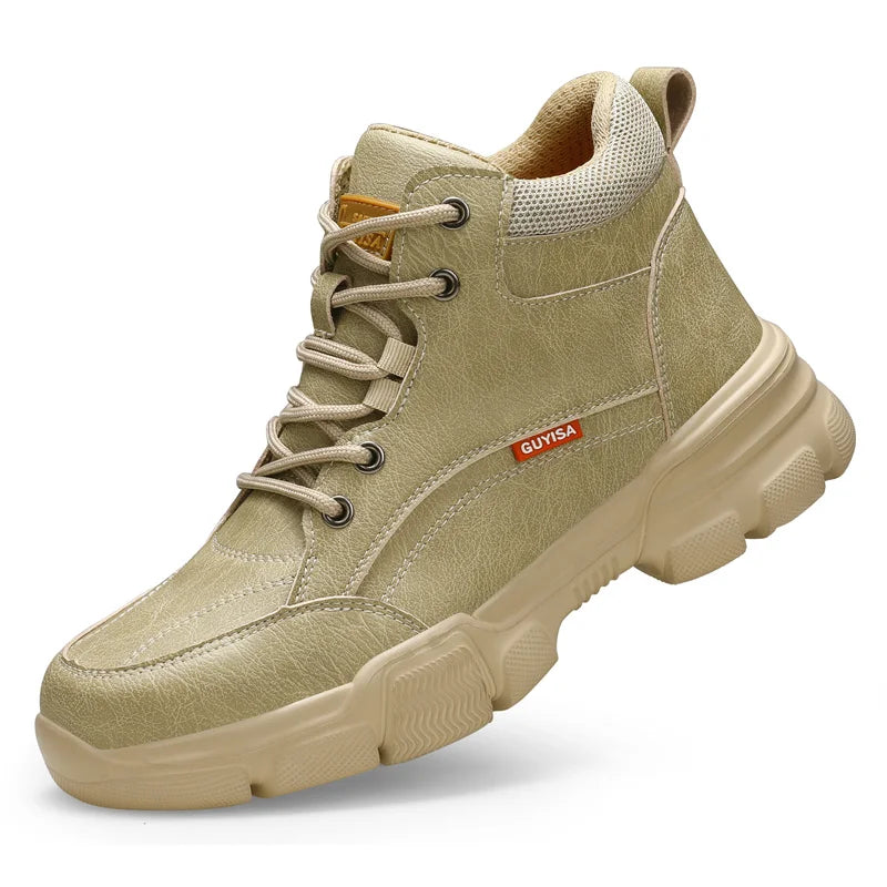 New 2024 Waterproof Rotating Button Safety Boots Men Work Sneakers Indestructible Puncture-Proof Protective Steel Toe Shoes