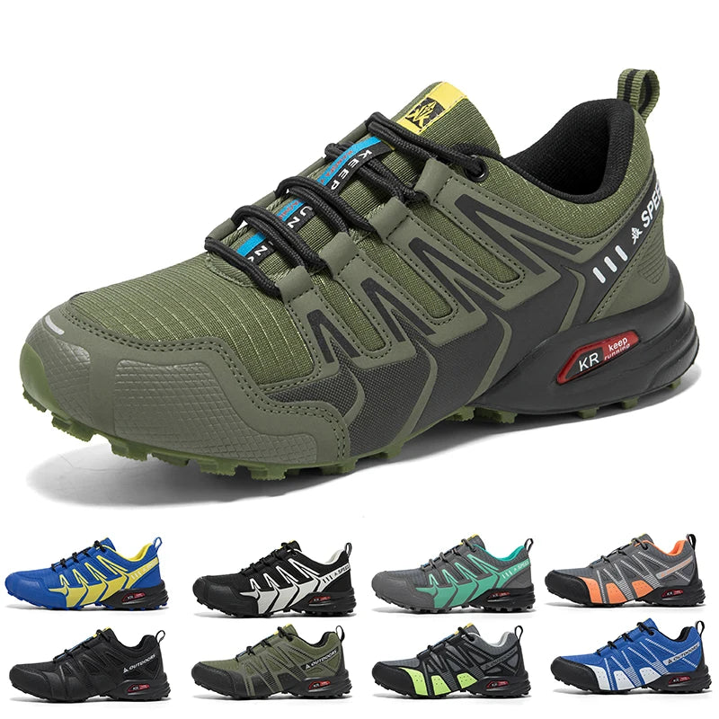 New Men's Waterproof Hiking Shoes Outdoor Sports Shoes Lace-up Hiking Shoes Non-Slip Tactical Hunting Shoes Men's Cycling Shoes