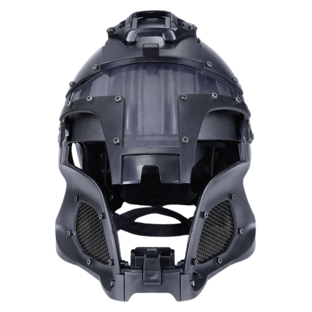 Medieval Iron Warrior Airsoft Helmet for Cosplay, Tactical Helmet Full Face with Visor Goggles For Hunting Airsoft
