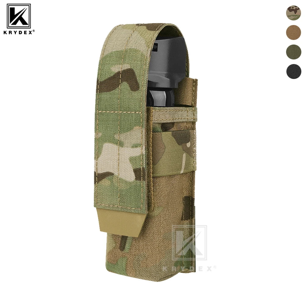 KRYDEX Tactical Flashlight Holster Pouch Low Profile Modular Multi-Function Tool Bag MOLLE PALS + Belt System