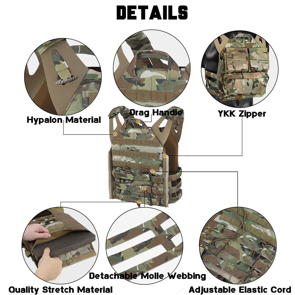 KRYDEX 500D Tactical Vest JPC 2 Plate Carrier MOLLE Front Flap Armor Combat Paintball Hunting CS Men Vest Camo MC
