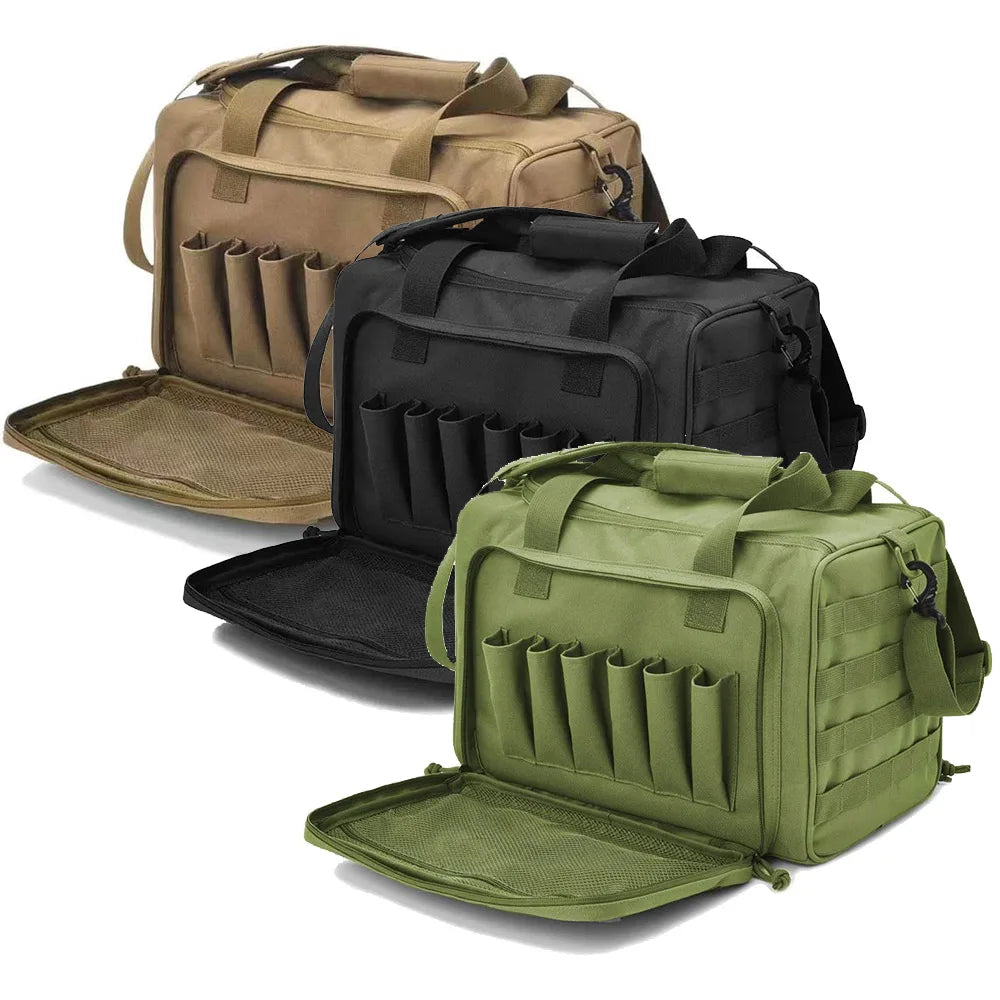 Nylon Tactical Range Storage Bag with Molle System Outdoor Hunting Gun Shoulder Bag for Pistol Tools Camping Equipment