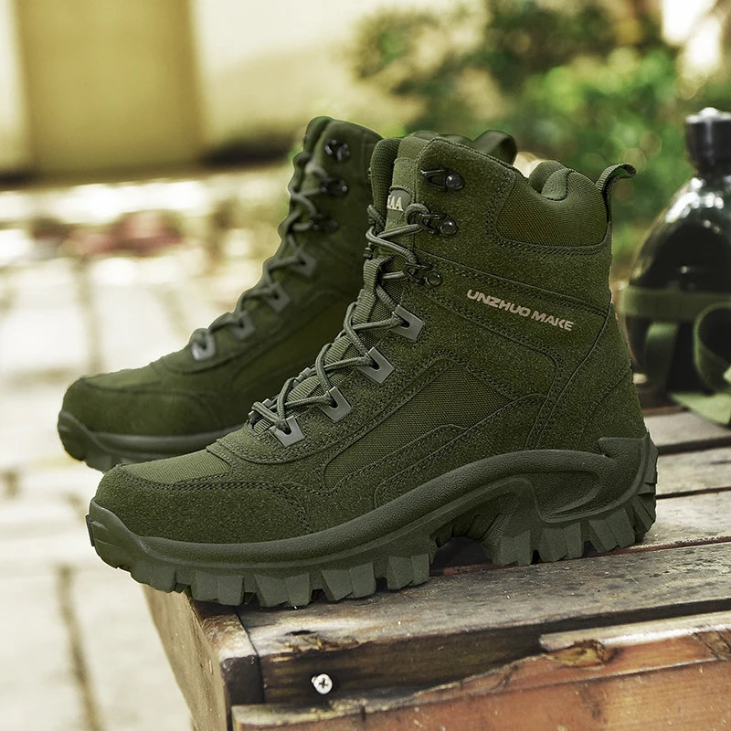Mens Climbing Boots Training Wear-resistant Sports Outdoor Camping Fishing Anti Slip Thickened Anti Puncture Sole Hiking Shoes
