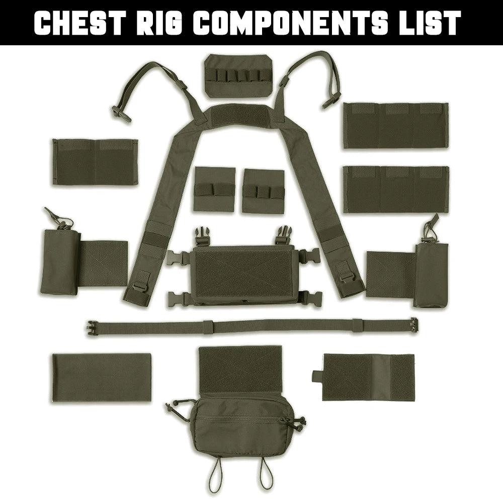 KRYDEX Tactical Micro MK3 MK4 Chest Rig Lightweight Vest with 5.56 7.62mm Mag Pouch Dangler Drop Pouch Paintball Outdoor Vest