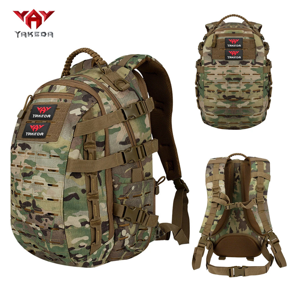 YAKEDA Multi layer Large Capacity Backpack Laser MOLLE with Handle Multi channel Adjustable Strap and Quick Release Buckle