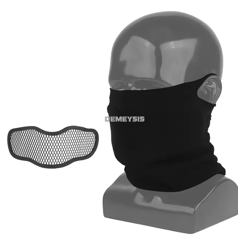 Outdoor Hunting Face Mask Removable Steel Mesh Cover Breathable Balaclava Full Face Cover for Airsoft Paintball Shooting Wargame