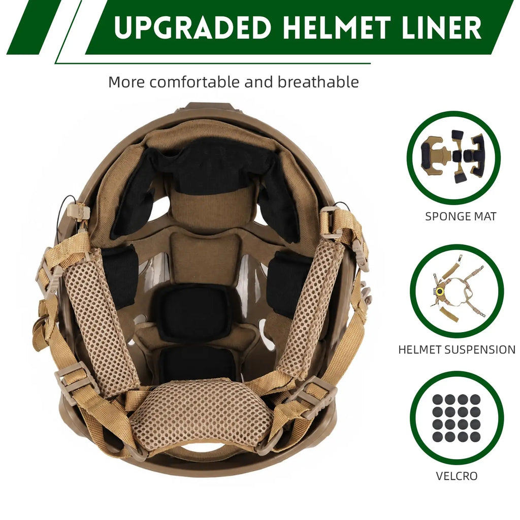 Tactical Helmet with Cover Counterweight Pouch Adjustable Fast Helmet for Airsoft Paintball Hunting CS Military Gear
