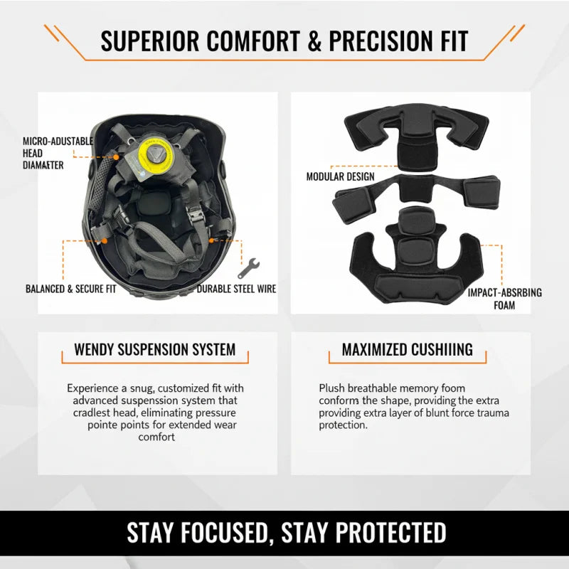 FAST Helmet ABS Lightweight with Adjustable Suspension & Dial for Cycling, Airsoft, Tactical Training