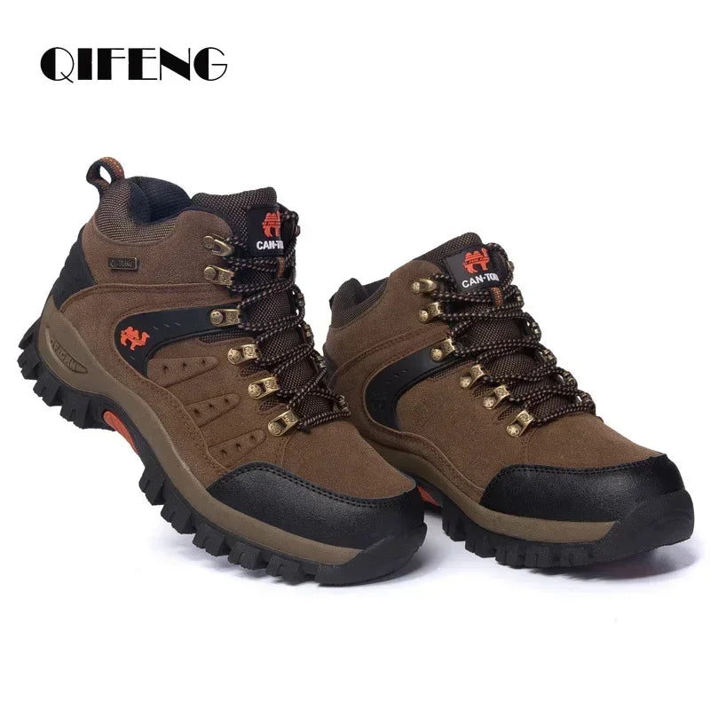 Large Size Outdoor Ankle Boots Men Non Slip Fashion Lace Up Climbing Leather Winter Cowboy Boots Trekking Hiking Footwear Summer