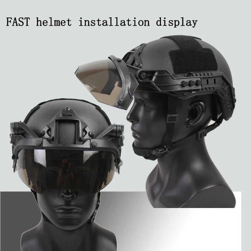 FAST Guide Tactical Helmet Goggles 90 degree Detachable FAST AF Helmet Guide Anti fog and Anti riot OP CS Protective Goggles