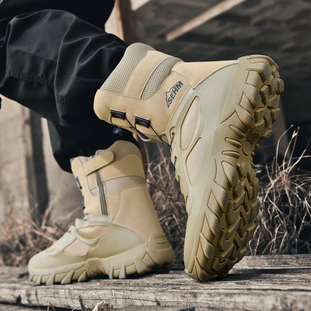 Men's Outdoor Hiking Boots Thick-Soled Non-Slip Lace-Free Outdoor Boots, Men's Hiking and Trekking Boots