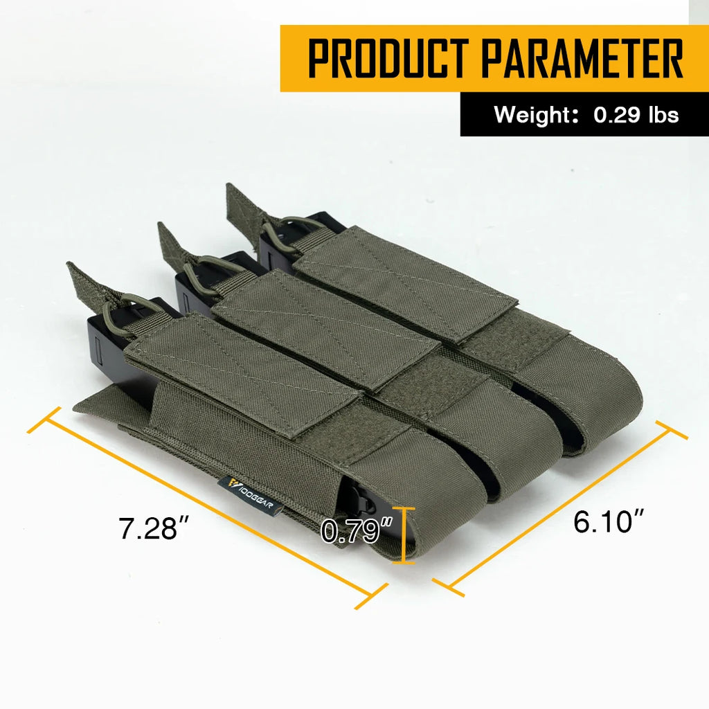 IDOGEAR Tactical Triple Magazine Pouch Mag Carrier MOLLE for Submachine Open Top  Mag Holder  3576
