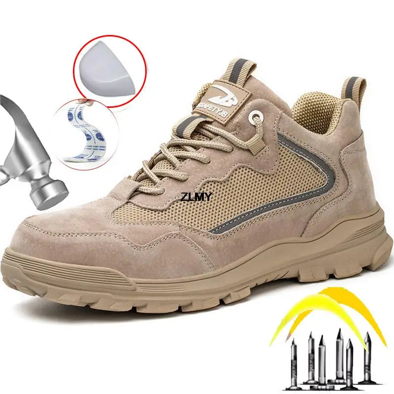 Men Safety Shoes Without Metal Puncture Proof Plastic Toe Work Safety Boots Insulation 6KV Man Work Shoes Reflective Male Shoes