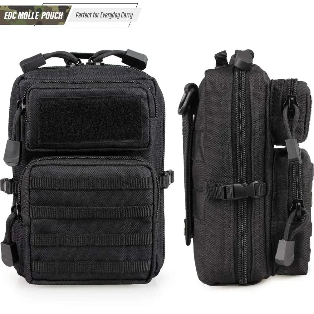 Tactical MOLLE Utility Pouch, EDC Waist Bag for Phone Tool, Mini Outdoor Pack for Hiking Camping Fishing