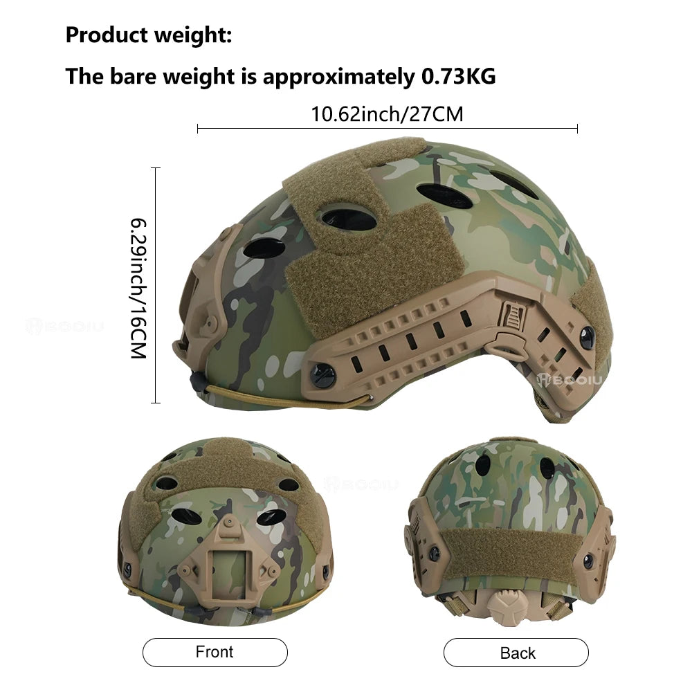 BOOIU Fast Tactical Helmets ABS Adjustable Knob Disguise CP Airsoft Helmet Outdoor Sports Hunting CS Military Protect Equipment