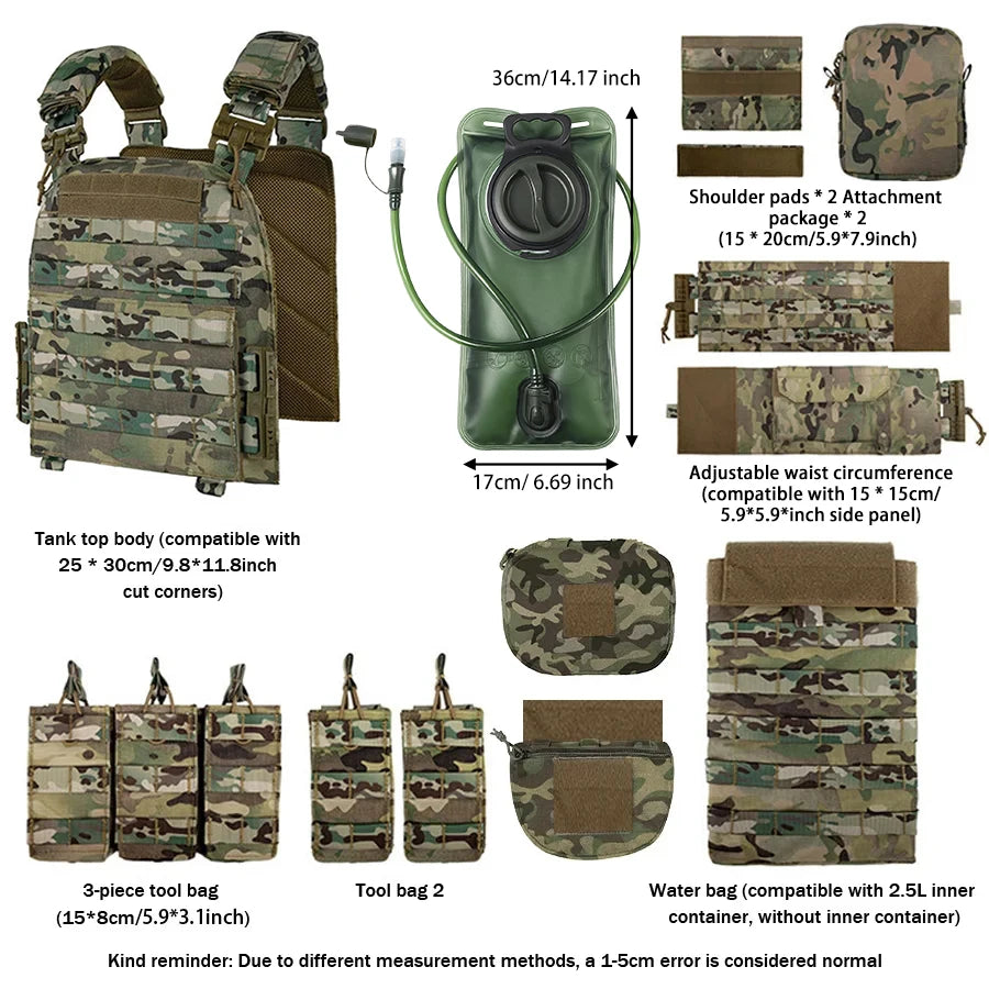 Outdoor Multifunctional Camouflage Vest with 2L Water Bag, Breathable and Comfortable Outdoor Adventure Equipment