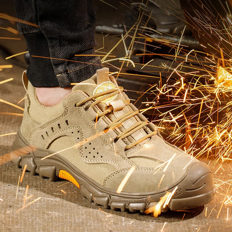 Imwete Male Work Sneakers Indestructible Work Safety Boots With Steel Toe Cap Puncture-Proof Male Security Protective Shoes
