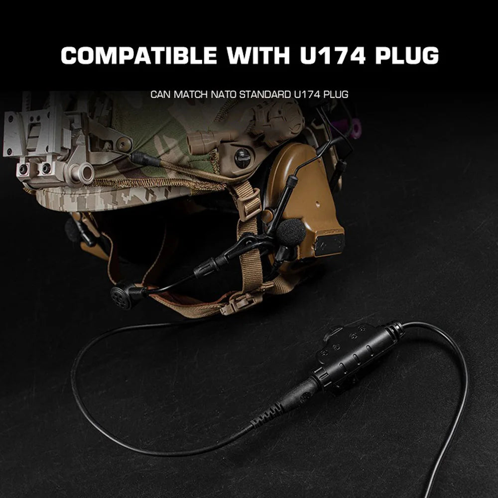 U174 Cable for U94 PCI PTT Adapter Militar Hunting Tactical Headset Walkie Talkie Motorola Kenwood BAOFENG Radio 3.5mm/7.1mm