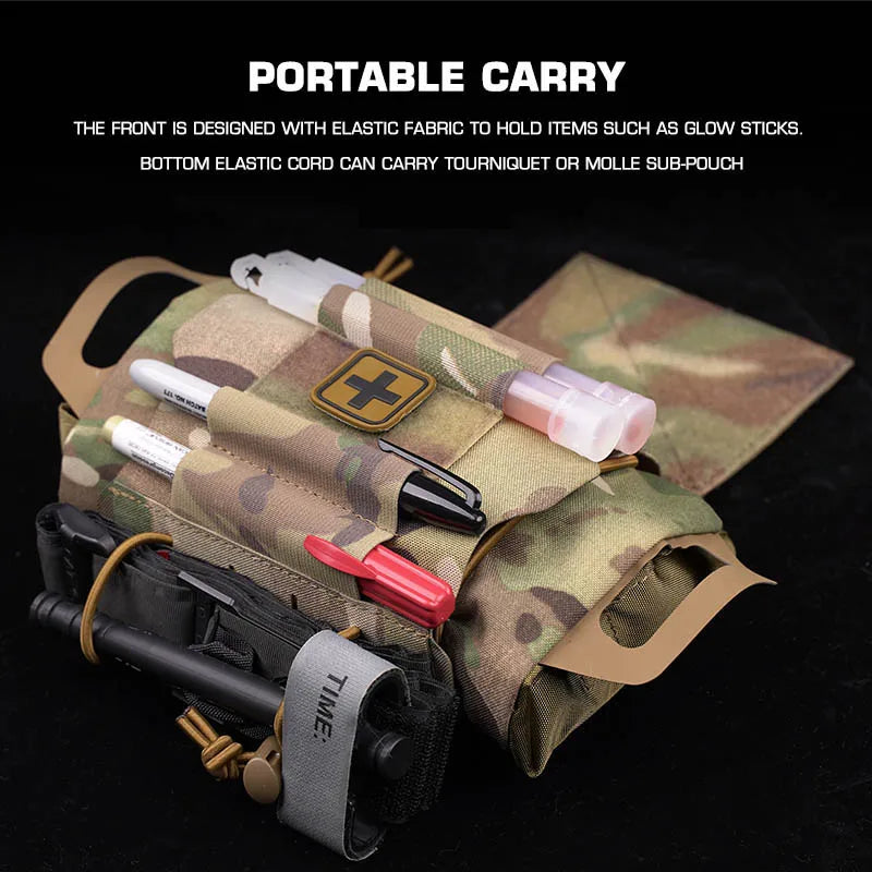 Rapid Deployment Modular IFAK Bag Quick-Release Hook&Loop Large Capacity First Aid Pouch with Side Glove Pocket