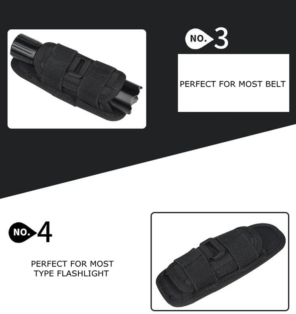 Tactical Flashlight Cover Nylon Case for Flashlight Belt Holster Holder For Duty Belt Hunting 360 Degree Flashlight Tool Pouch
