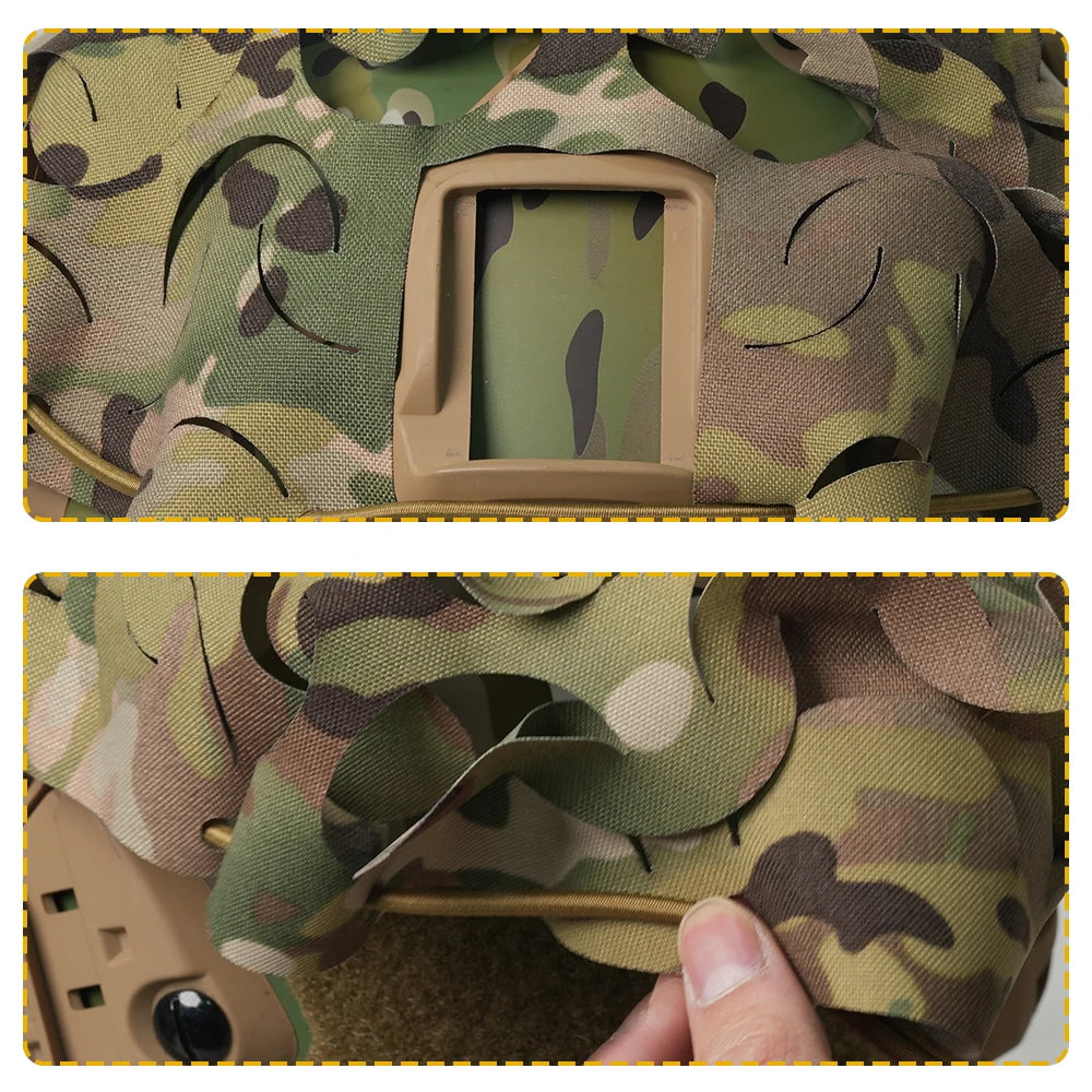 BOOIU FAST Helmet Cover 3D Camo Laser Cut Nylon Drawstring Mesh Airsoft Helmet Cloth Leaf Shape CS Hunting Helmet Accessories