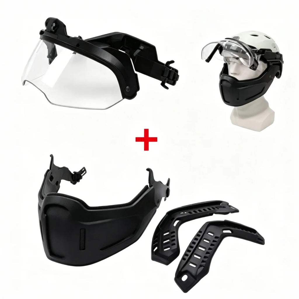 New Tactical FAST Helmet Half Face Mask With Flip Goggles Hunting CS Game Paintball Mask Helmet Accessories Protect Gear