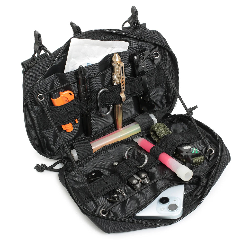 Tactical Mag Admin Pouch Molle Utility Tool Pouch Medical EMT Organizer with Triple Stacker Magazine Holder for M4 M16 Patch