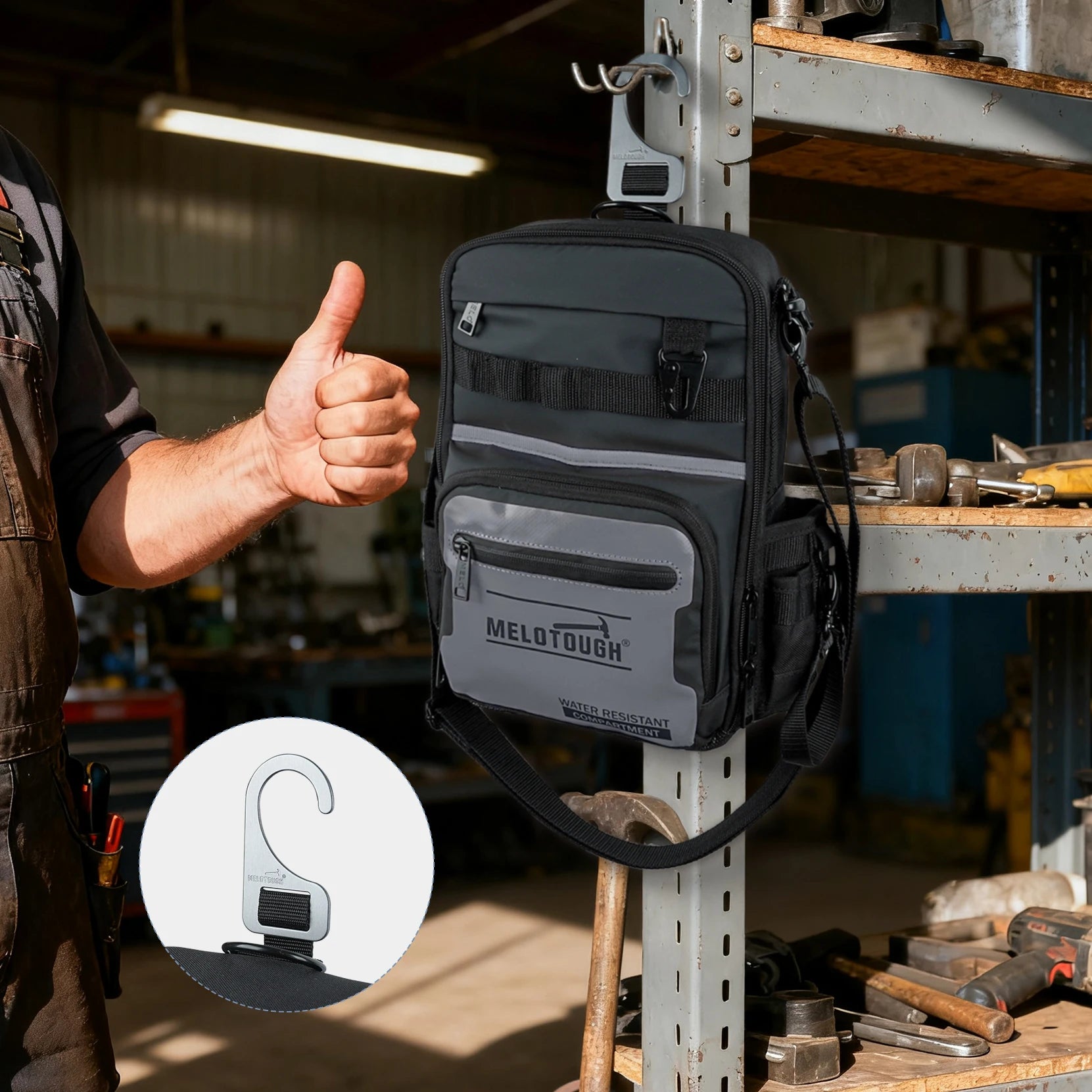 Small Tool Backpack for Men 30 Multi-Storage Pockets Heavy Duty Tool Bag Backpack with Dual-Form Shoulder Strap
