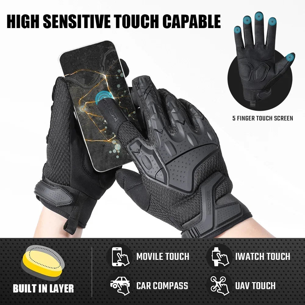 Men Tactical Gloves Touch Screen Sports Outdoor Hiking Cycling Hunting Riding Bike Rubber Protective Gear Non-slip Black Men