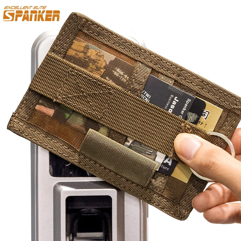 Tactical ID Card Holder Hook Loop Patch Tour Badge Holders Outdoor Travel Pouch  Cycling Purse and Nylon Lanyard