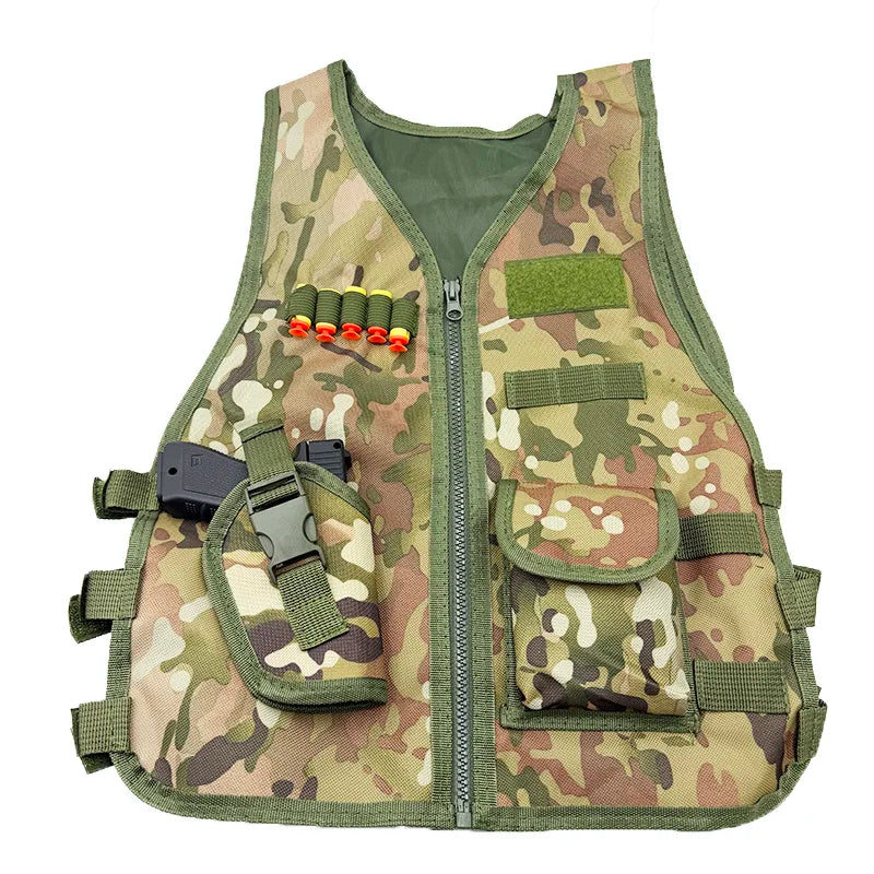 Outdoor Children Vest Tactical Boy Girl Camouflage CS Game Vest Kids Hunting Cosplay Fishing CS Fans Clothing