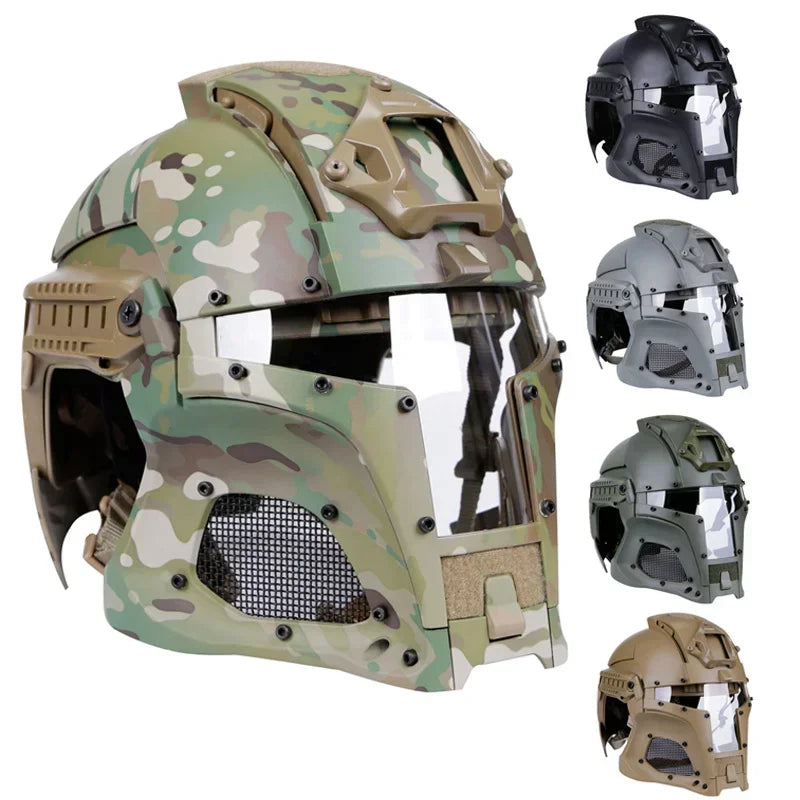 Airsoft Full Face Helmet Mask Safety Tactical Combat Helmet Adjustable  Wargame CS Paintball Shooting Helmet Mask