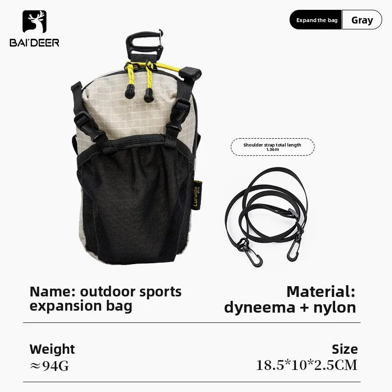 UHMWPE Outdoor Backpack Extension Pouch Phone Water Bottle Holder MOLLE Attach Bag with Extra Shoulder Strap for Hiking Trekking