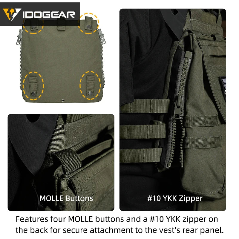 IDOGEAR Tactical Panel Zip on Pouch Backpack Plate Carrier Bag for CPC AVS JPC2.0 Vest 3531
