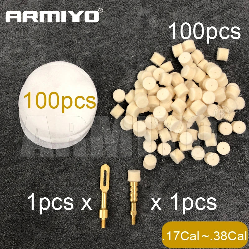 Armiyo Hose Hard Pipe Tube Cleaning Wool Felt Pad 6cm Patches Brass Jag Puller Holder Solid Slot Tips for 4.5mm ~ 9mm Hunting